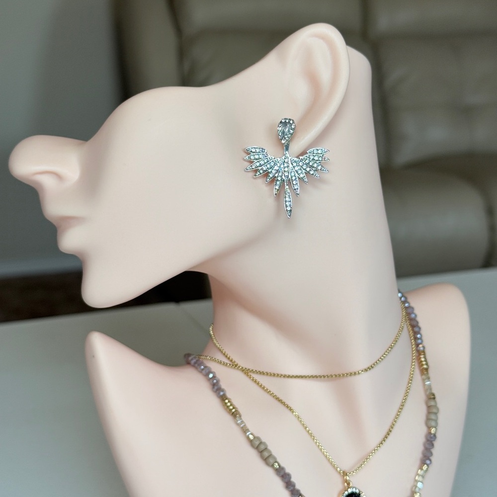 Transform Silver Crystal Wing Statement Stud Earrings